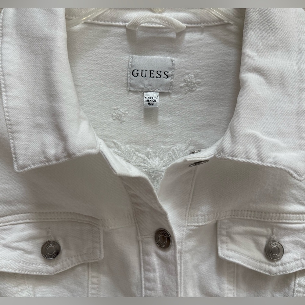 Guess Women's White  peplum Jean Jacket - Picture 6 of 13